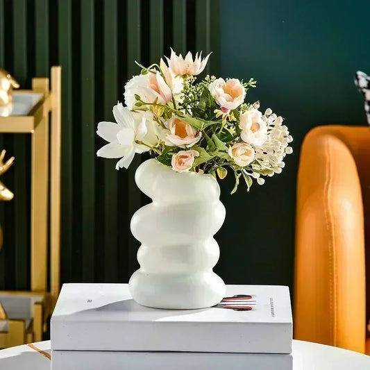 1PC Plastic Spiral White Vase Hydroponic Pot Vase Decoration Home Desk Decorative Vases for Flowers Decoration Maison Floreros